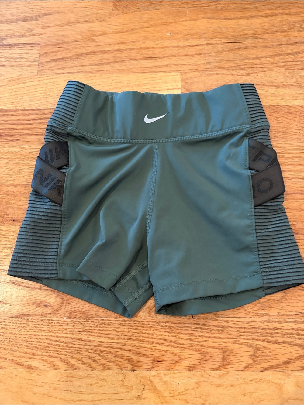 Nike Women's Army Green Foldover Waist Athletic Shorts